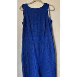 Ann Taylor Lace Sleeveless Fitted Sheath Dress Size 10 Beautiful Royal Blue EUC